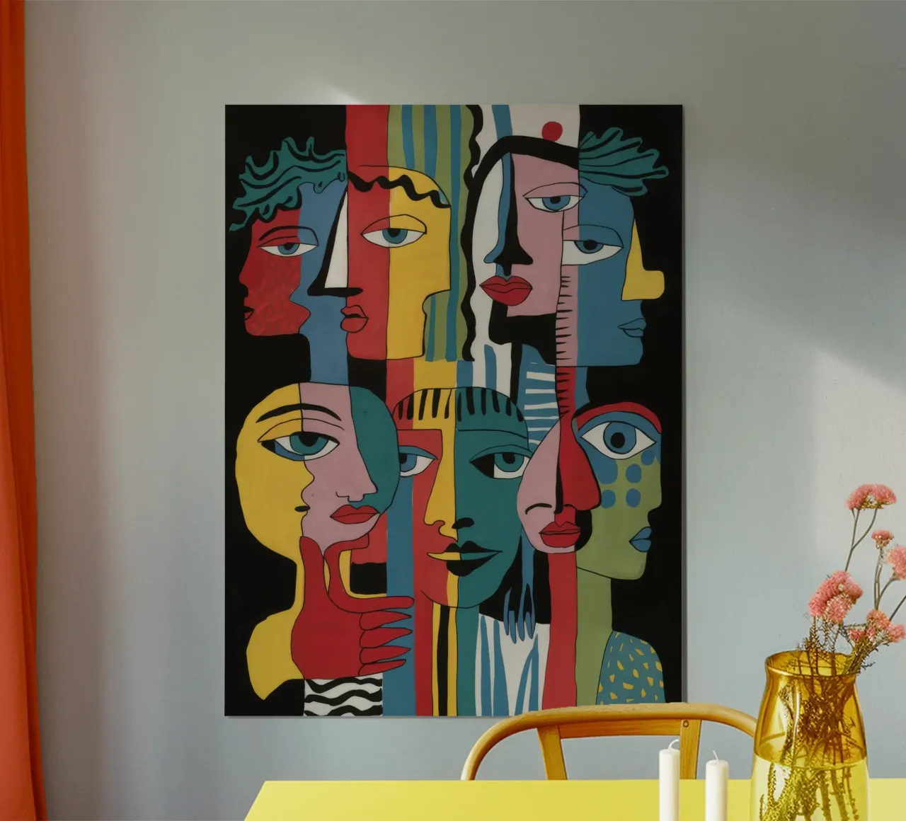 Set di volti cubisti poster con telaio in alluminio da Lumi Eyes