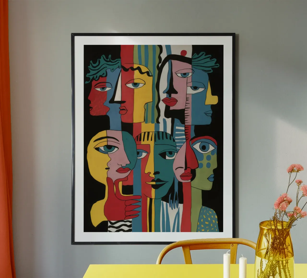 Set di volti cubisti poster con telaio in alluminio da Lumi Eyes