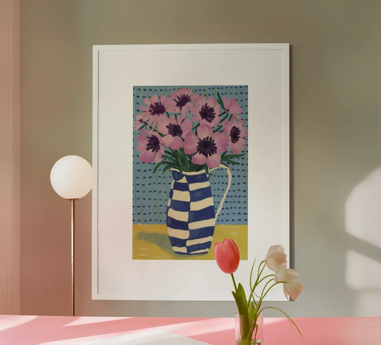 Gestreifte Vase Mohnblumen Poster von Paez Harmony