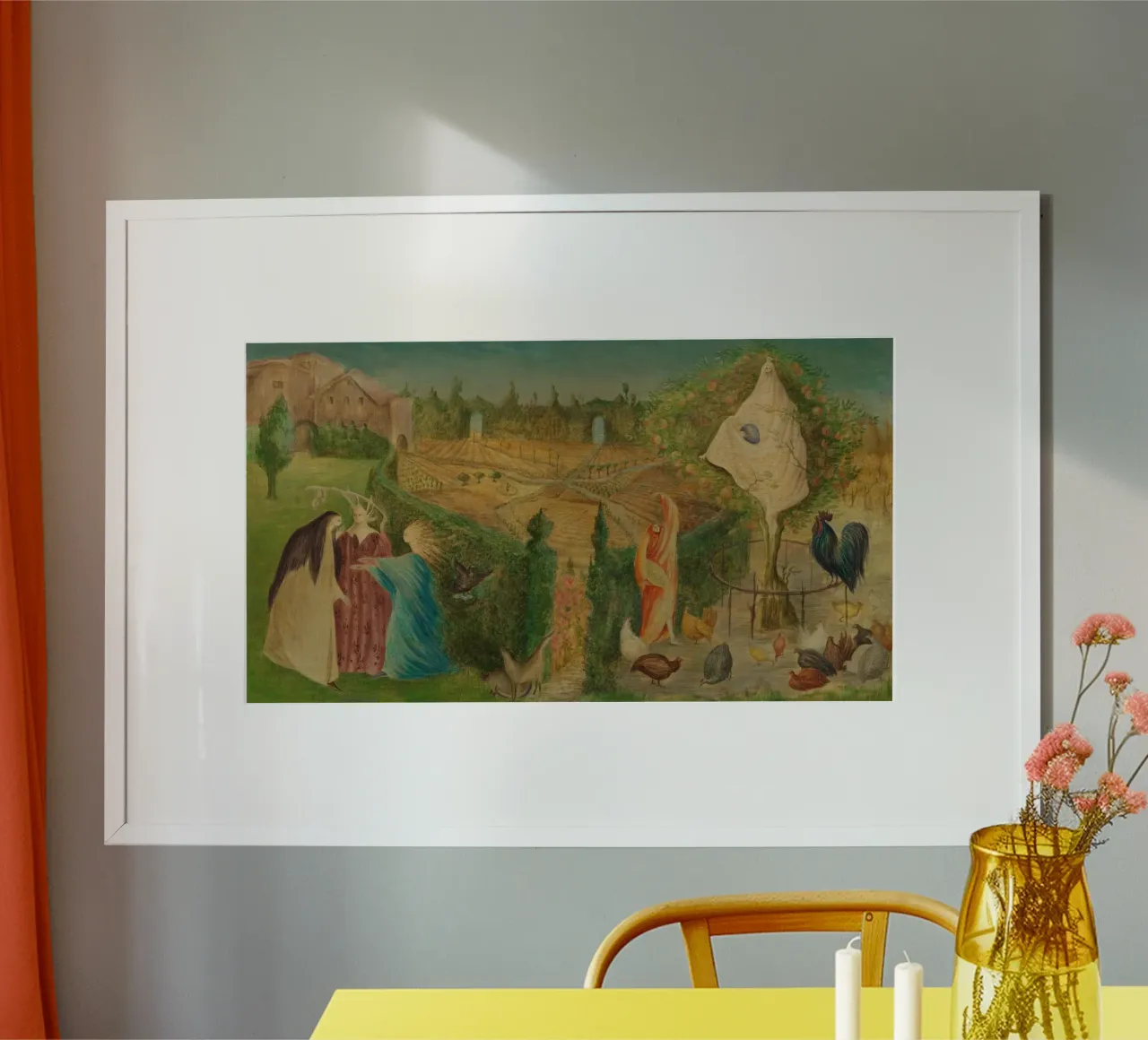 Leonora Carrington L'orto sull'Eyot poster con telaio in legno da Kunze Gallery