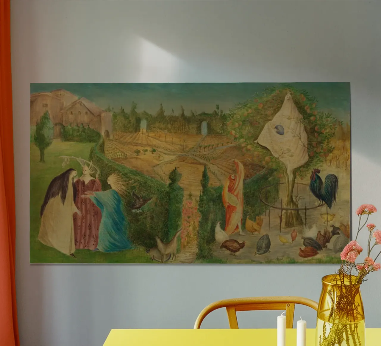 Leonora Carrington L'orto sull'Eyot poster con telaio in legno da Kunze Gallery