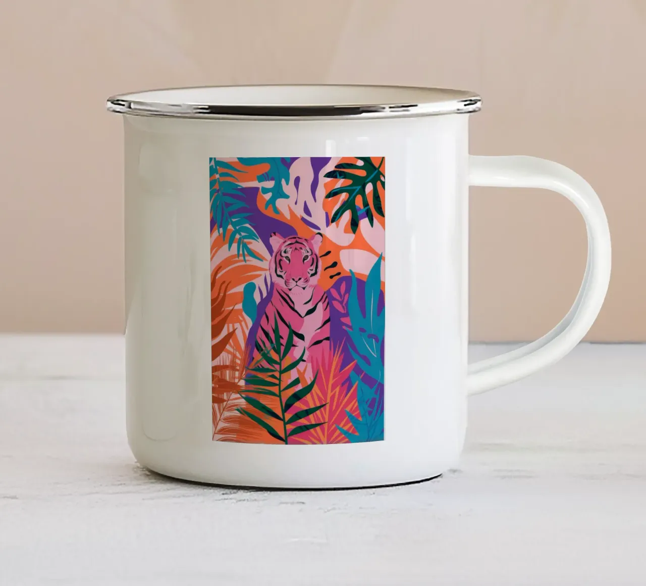 Lo sguardo della tigre nella giungla tazza in smalto da Paez Harmony