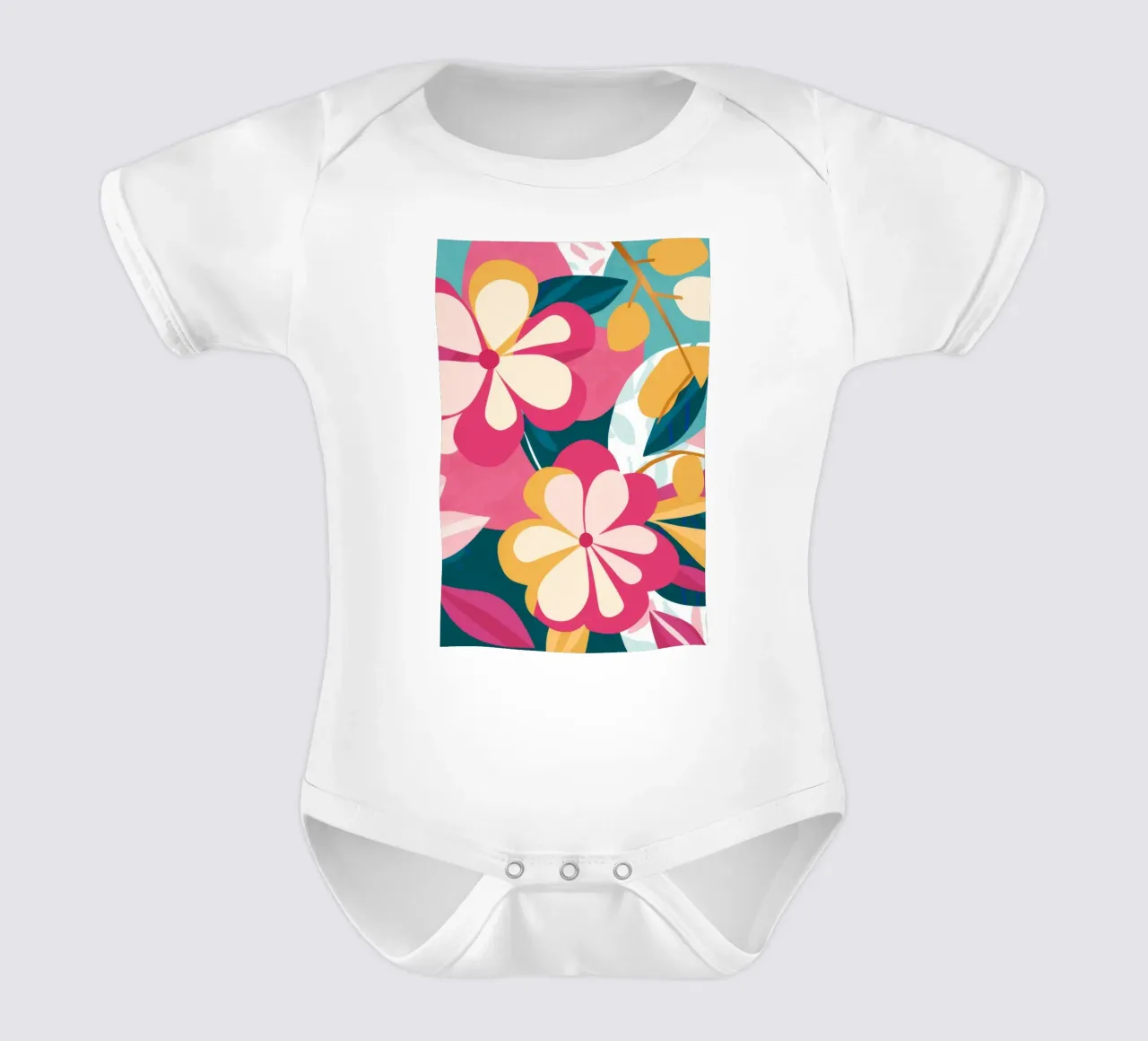 Abstracte bloembladwerveling babyrompertje korte mouwen van Paez Harmony