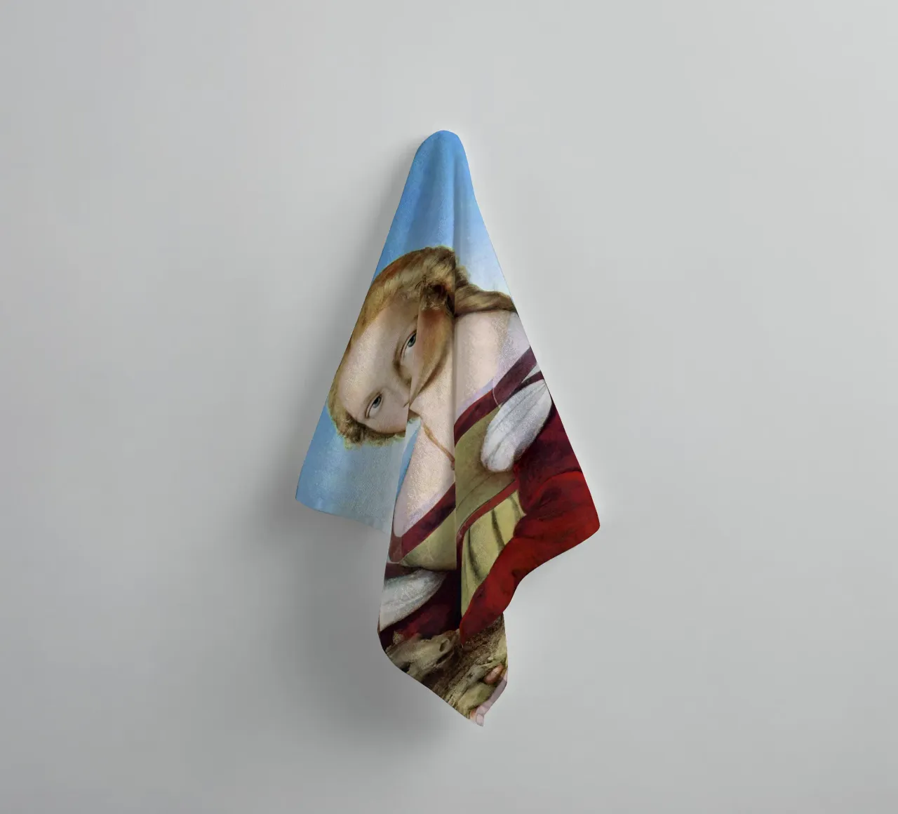 Giovane donna con unicorno (1506) di Raffaello asciugamano da bagno da Venus Art