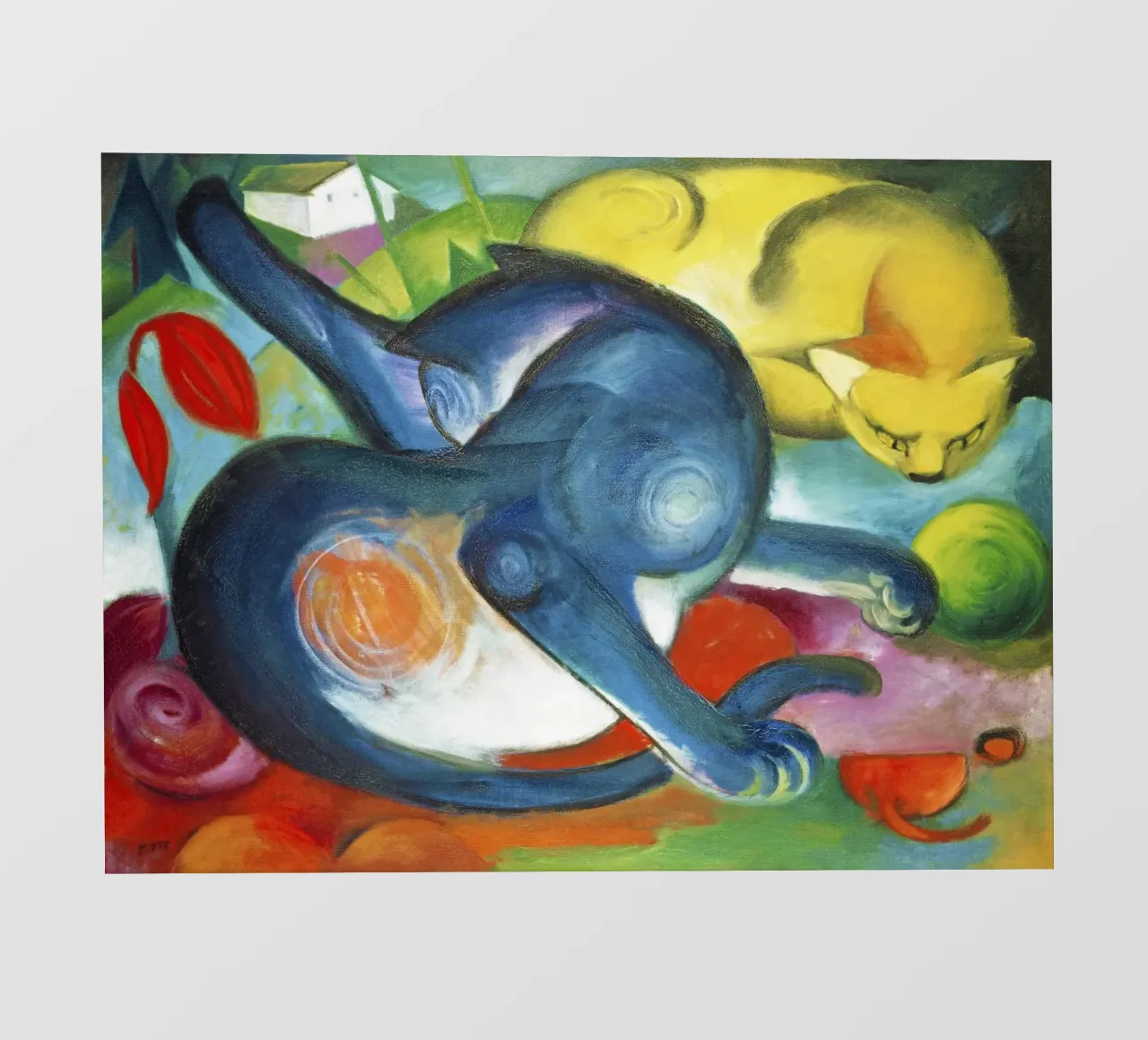 Due gatti, blu e giallo (1912) di Franz Marc pellicola backlit da Art History