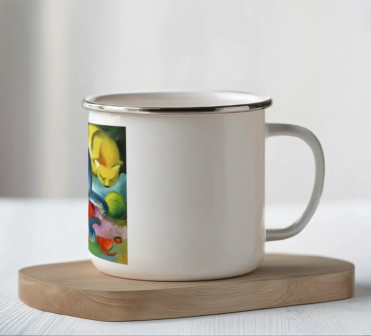 Deux chats, bleu et jaune (1912) de Franz Marc mug en émail de Art History