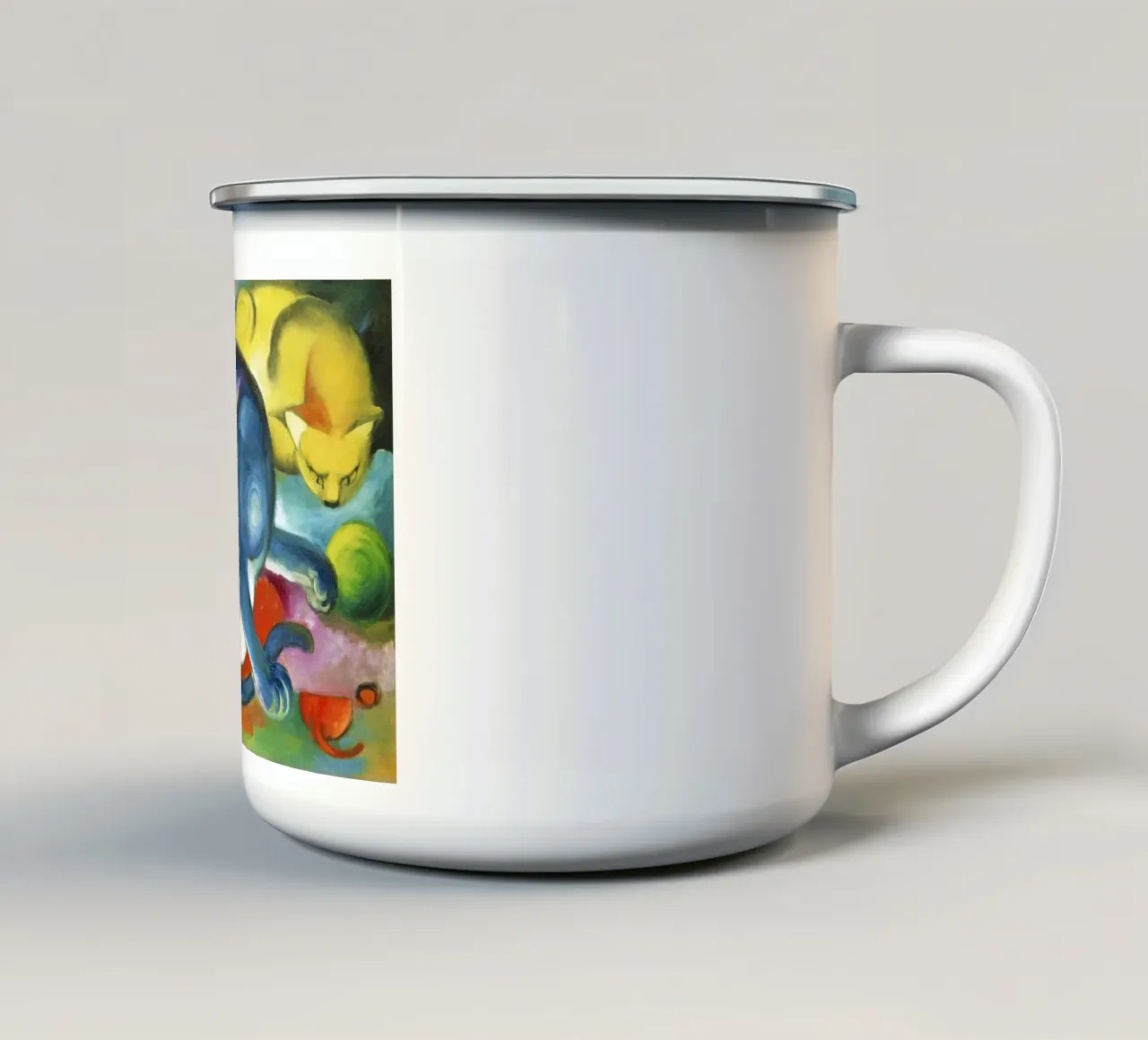Deux chats, bleu et jaune (1912) de Franz Marc mug en émail de Art History