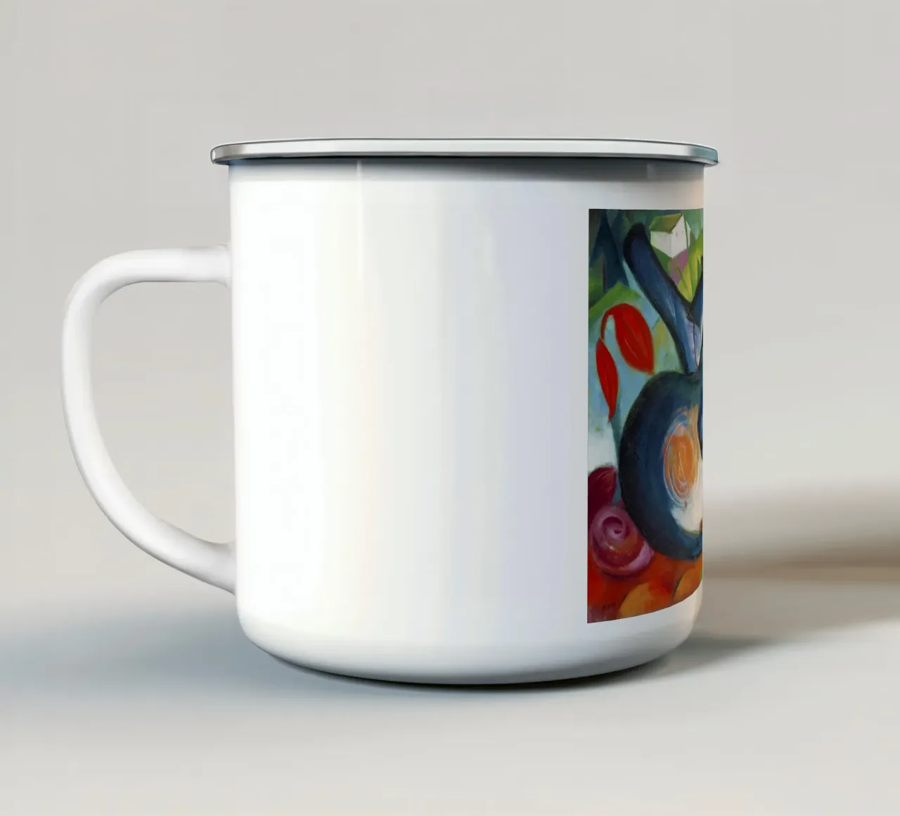 Deux chats, bleu et jaune (1912) de Franz Marc mug en émail de Art History