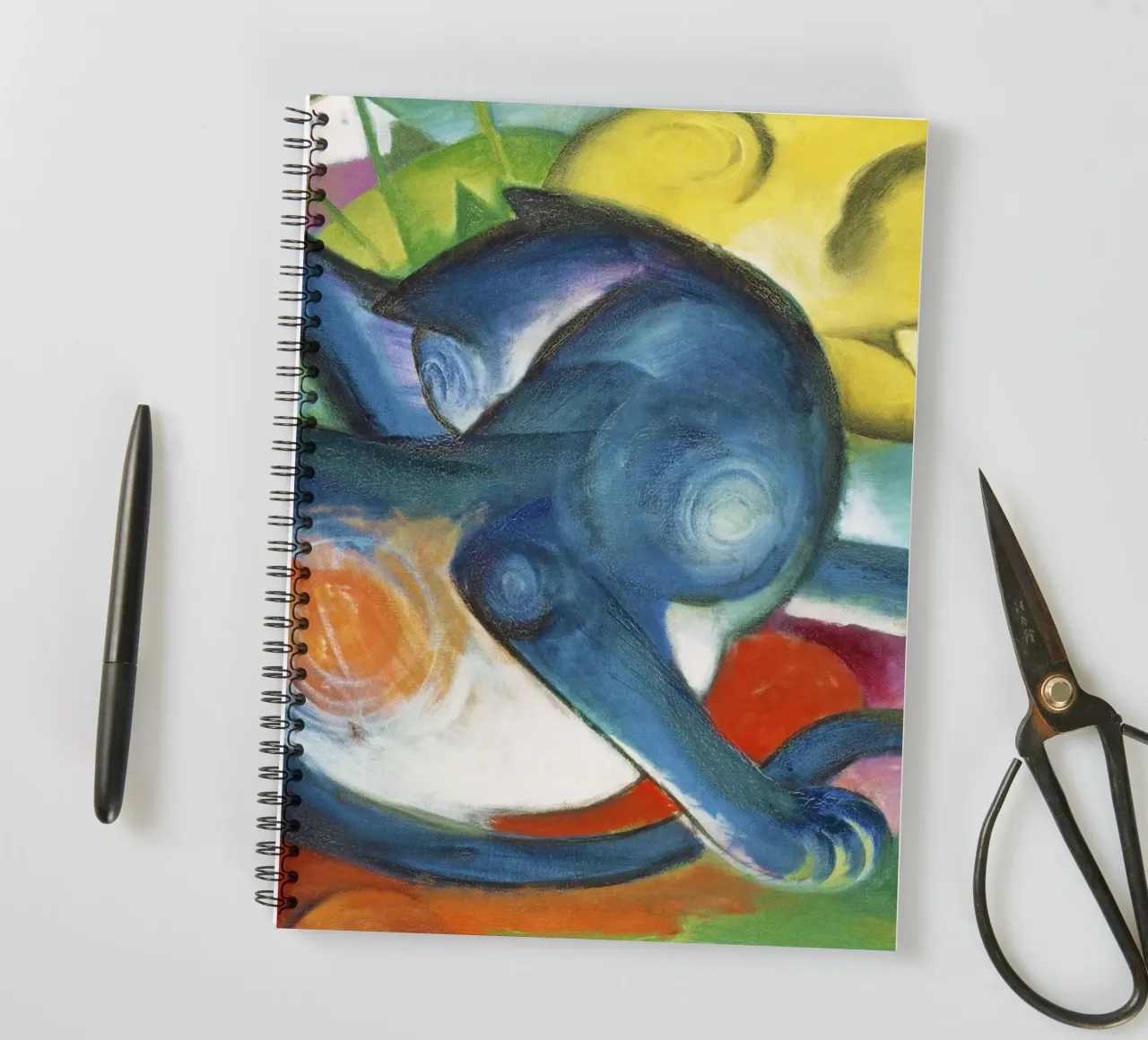Deux chats, bleu et jaune (1912) de Franz Marc carnet à spirale de Art History