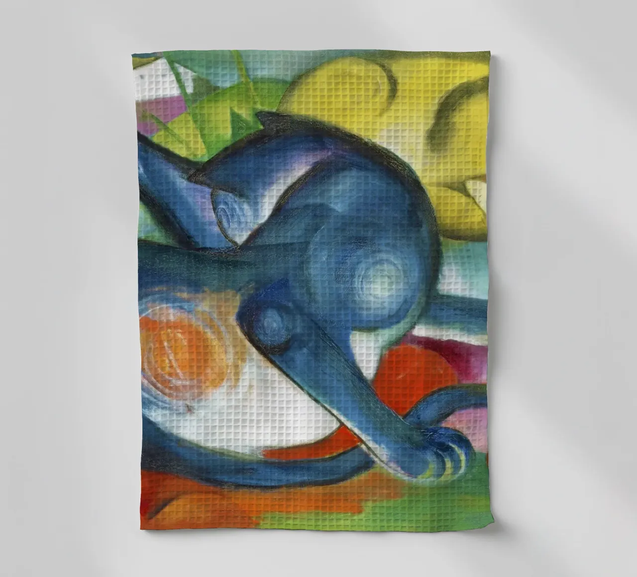 Deux chats, bleu et jaune (1912) de Franz Marc torchon de Art History