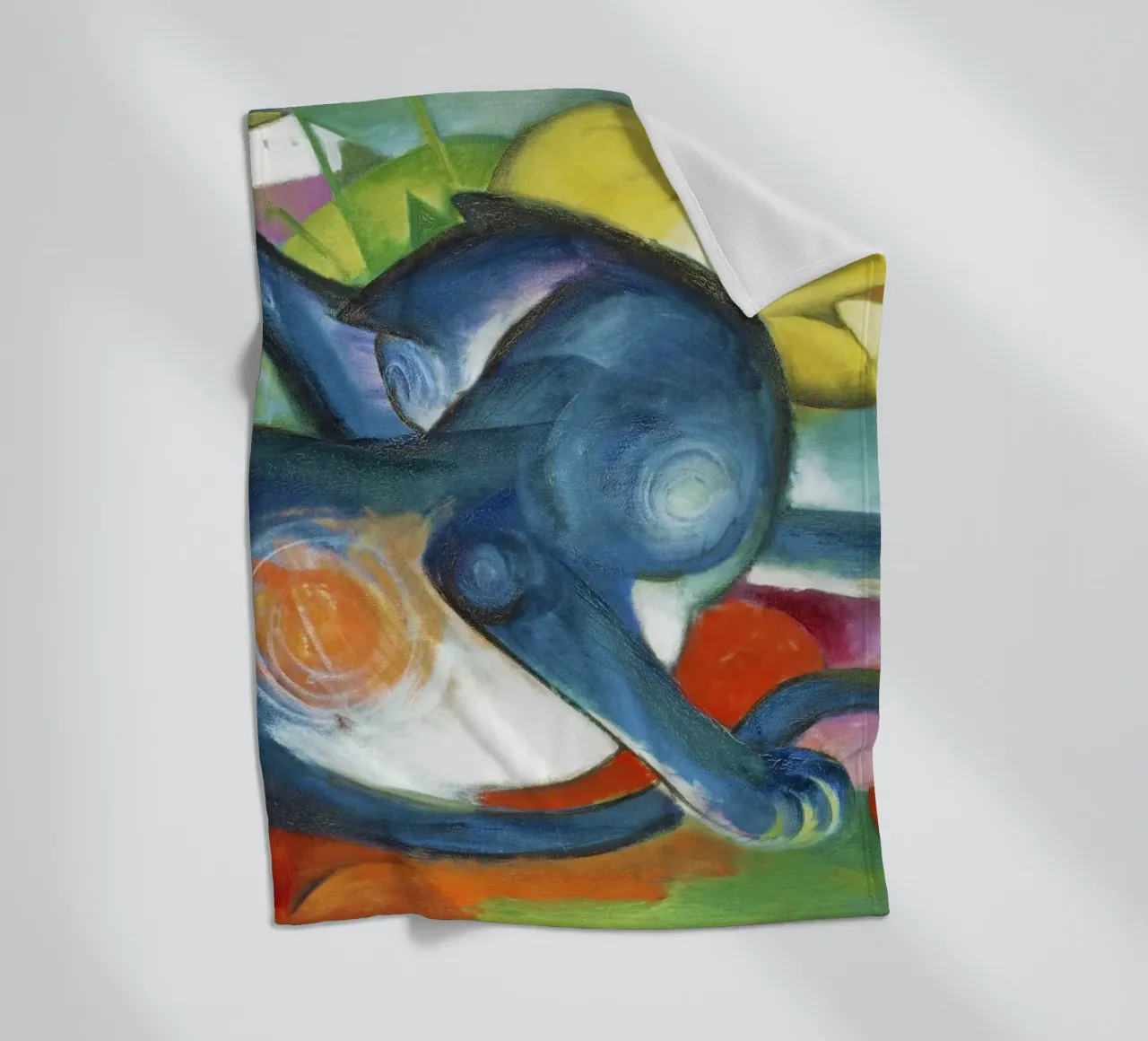 Due gatti, blu e giallo (1912) di Franz Marc coperta in pile da Art History