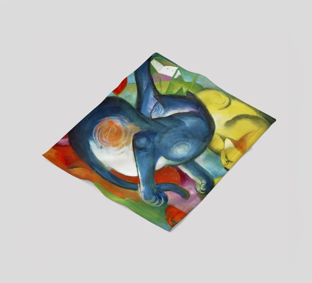 Due gatti, blu e giallo (1912) di Franz Marc coperta in pile da Art History
