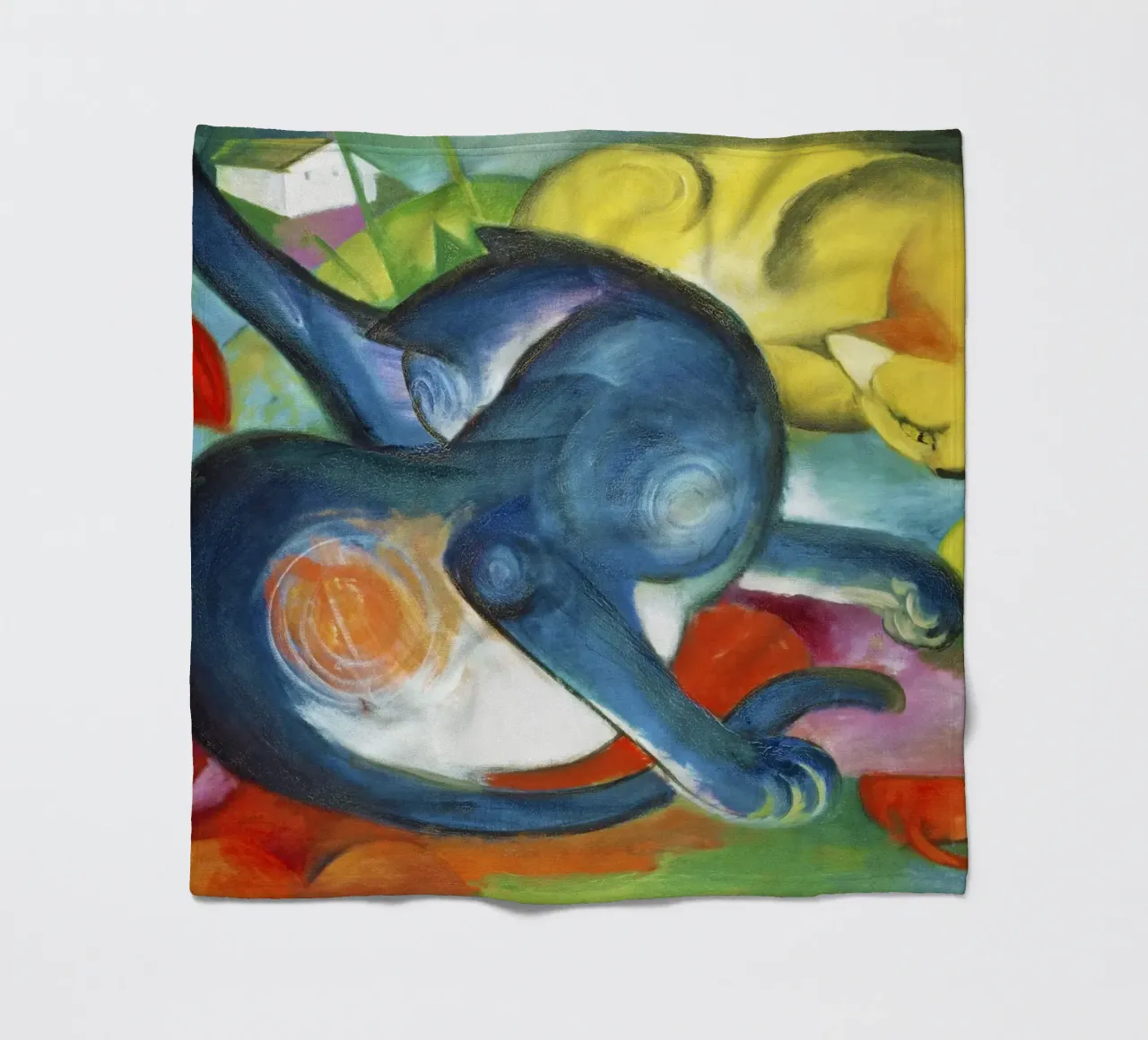 Due gatti, blu e giallo (1912) di Franz Marc coperta in pile da Art History