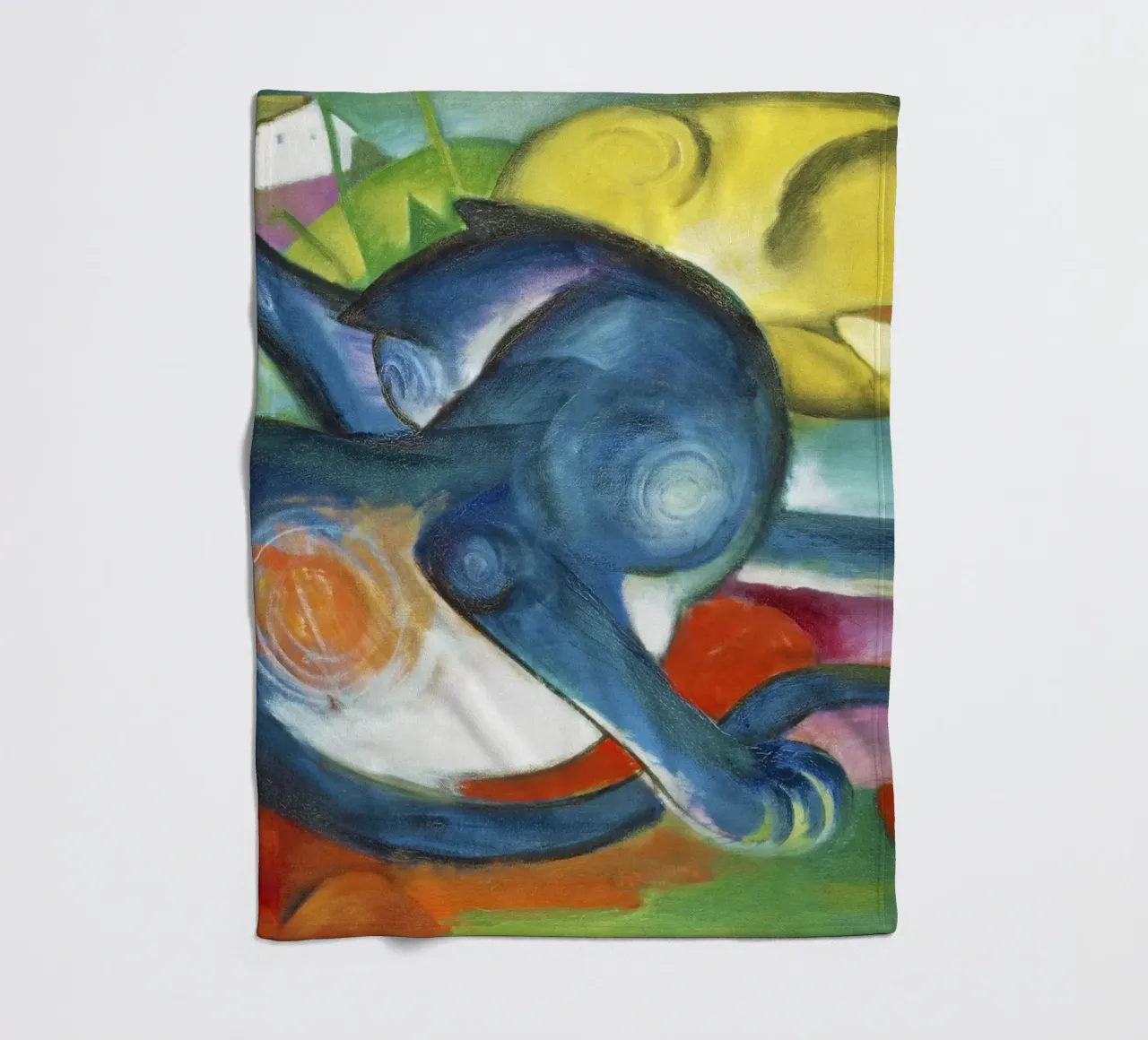 Due gatti, blu e giallo (1912) di Franz Marc coperta in pile da Art History