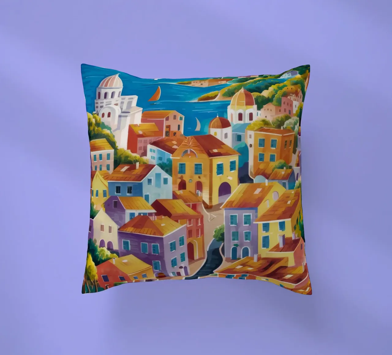 Bagliore del porto di Hillside cuscino da Paez Harmony