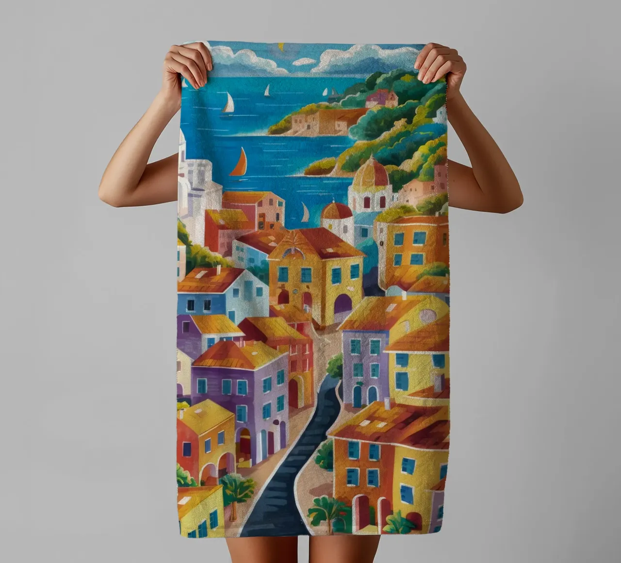 Hillside Harbor Glow towel by Paez Harmony