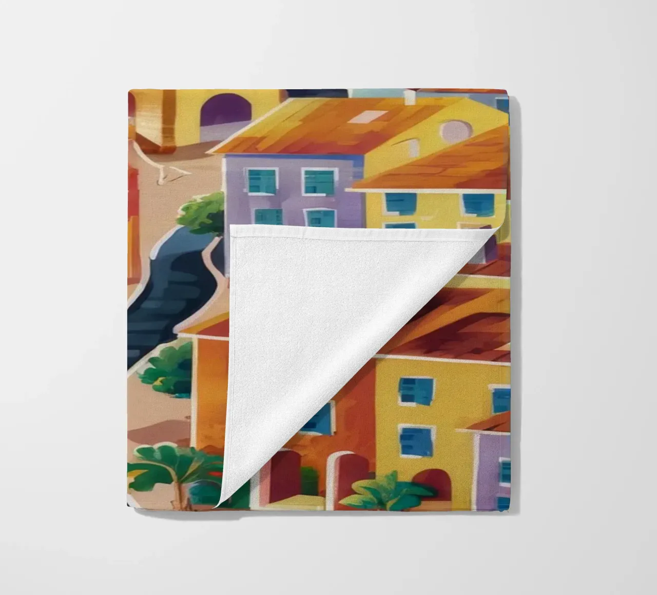 Hillside Harbor Glow beach towel by Paez Harmony