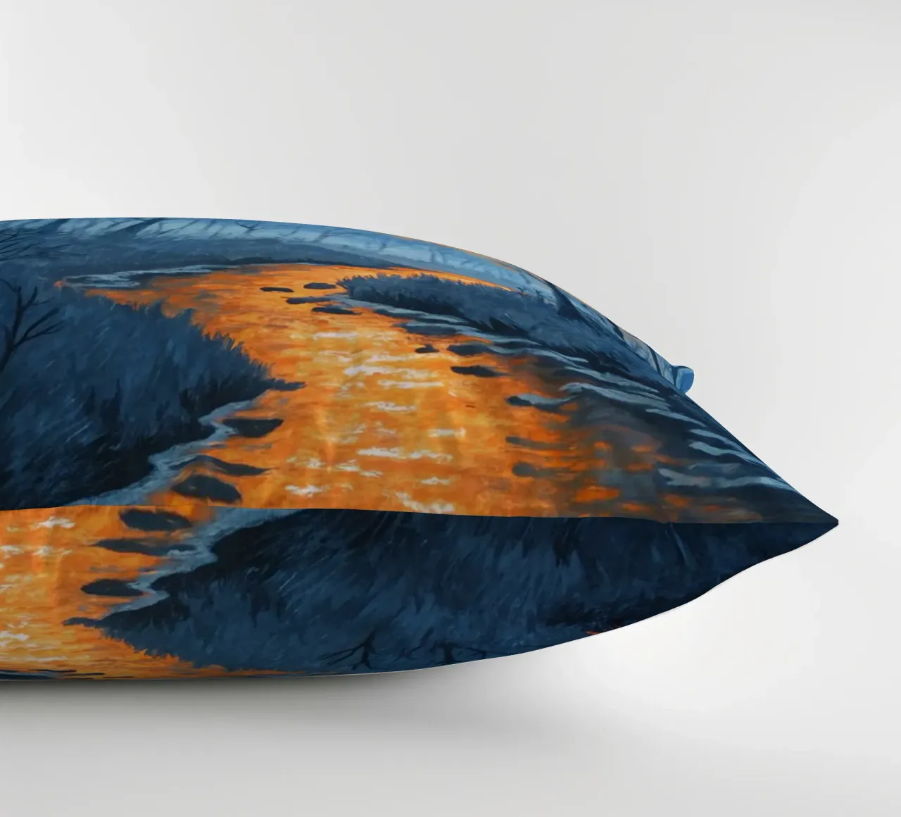 A Mystical Forest Path Under an Enchanting Orange Moon decorative cushion by Artistic-shop
