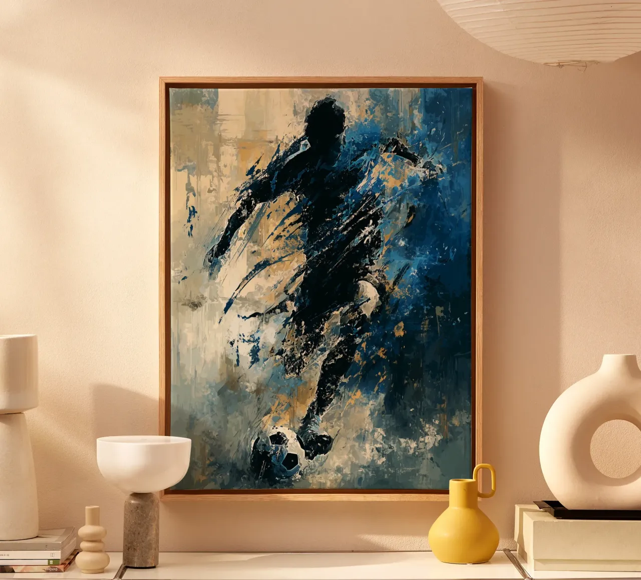 Football Abstract 2 canvas met Baklijst van Mateo