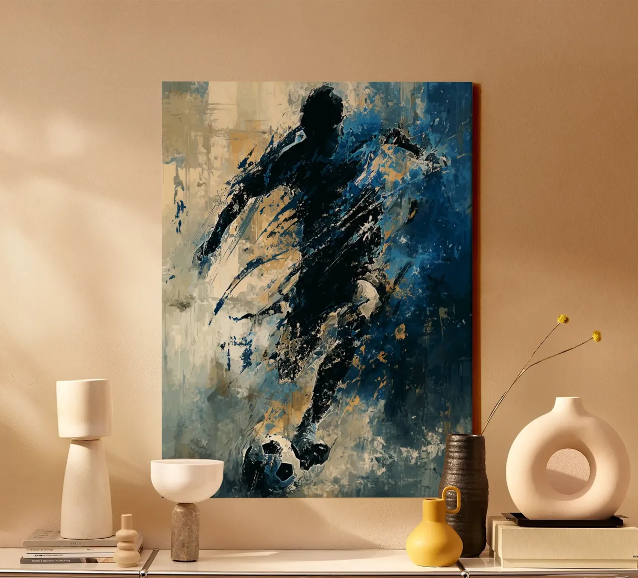 Football Abstract 2 canvas met Baklijst van Mateo