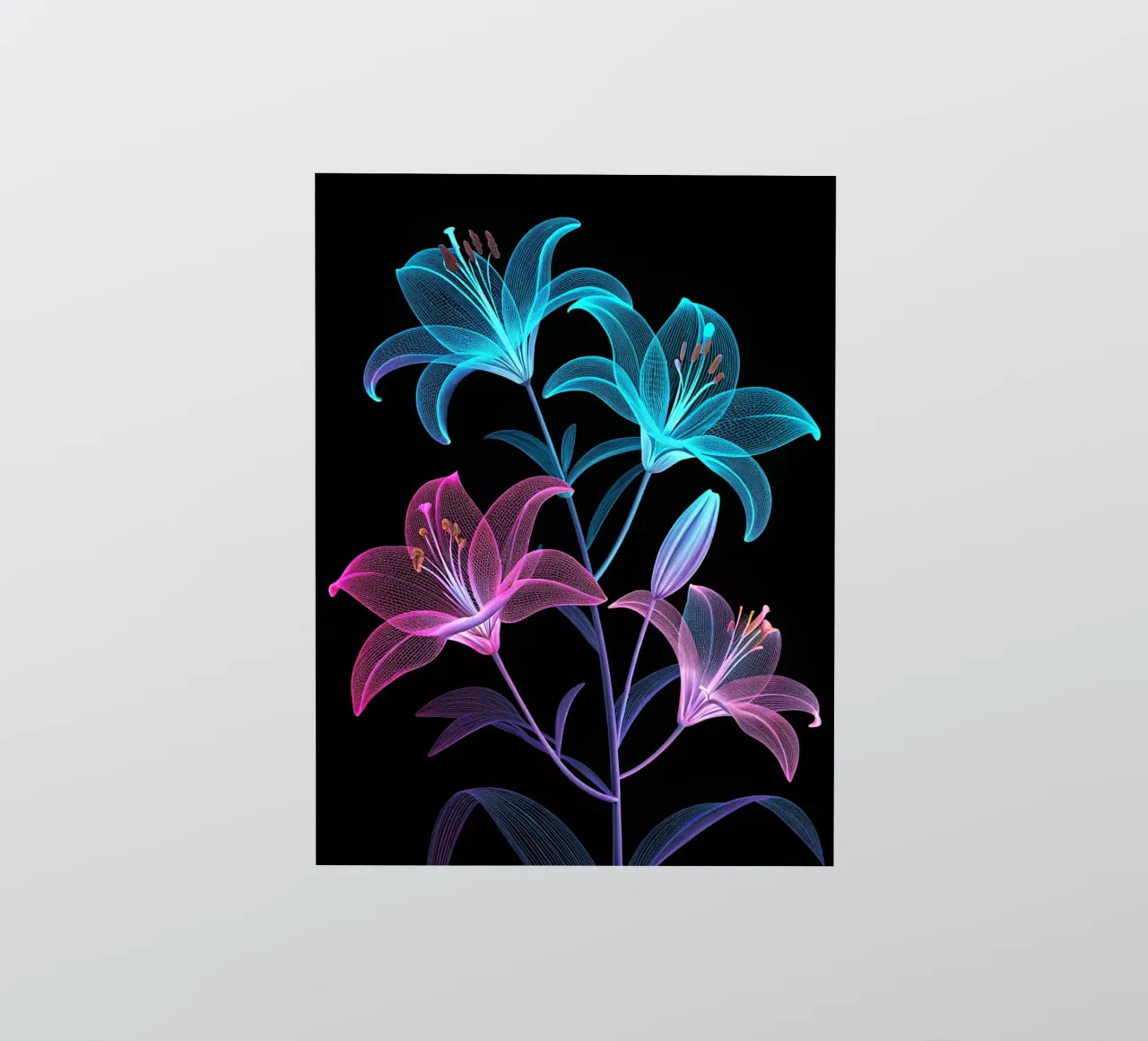 Luminescence éthérée : Une symphonie de lys radieux aux rayons X autocollant de Artistic-shop