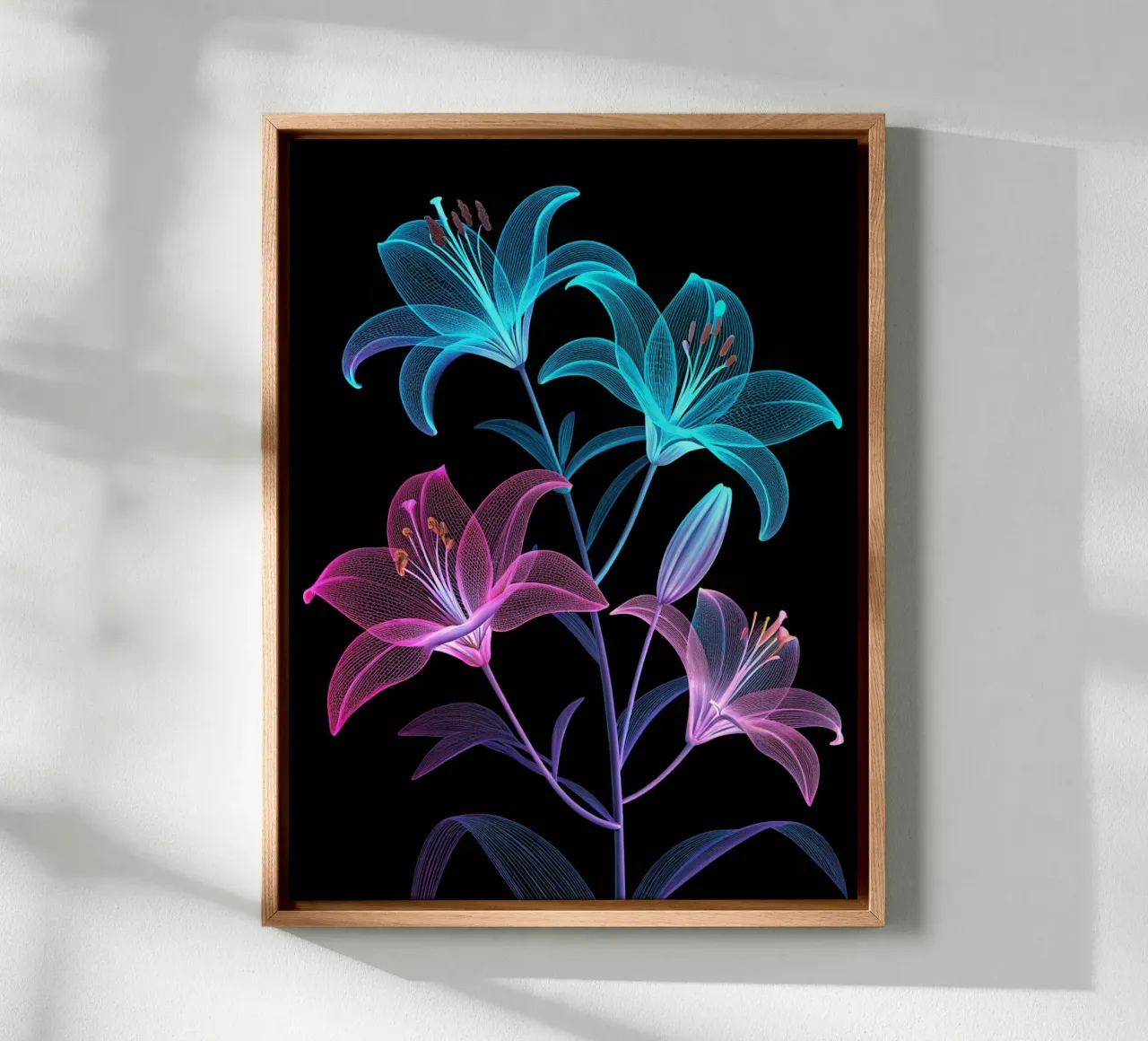 Ethereal Luminescence: A Symphony of Radiant Lilies in X-Ray canvas by Artistic-shop