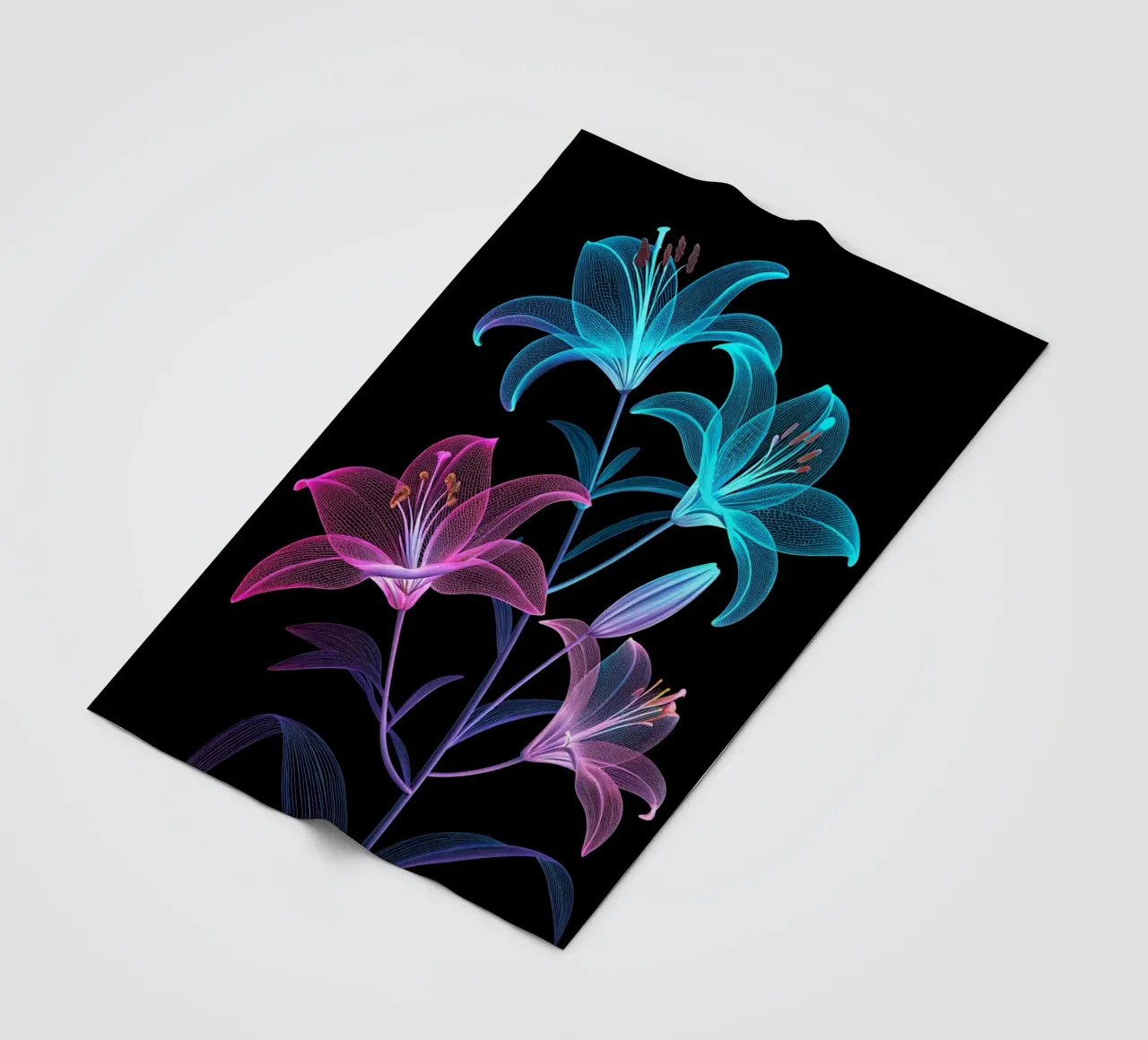 Luminescenza eterea: Una sinfonia di gigli radianti ai raggi X coperta in pile da Artistic-shop