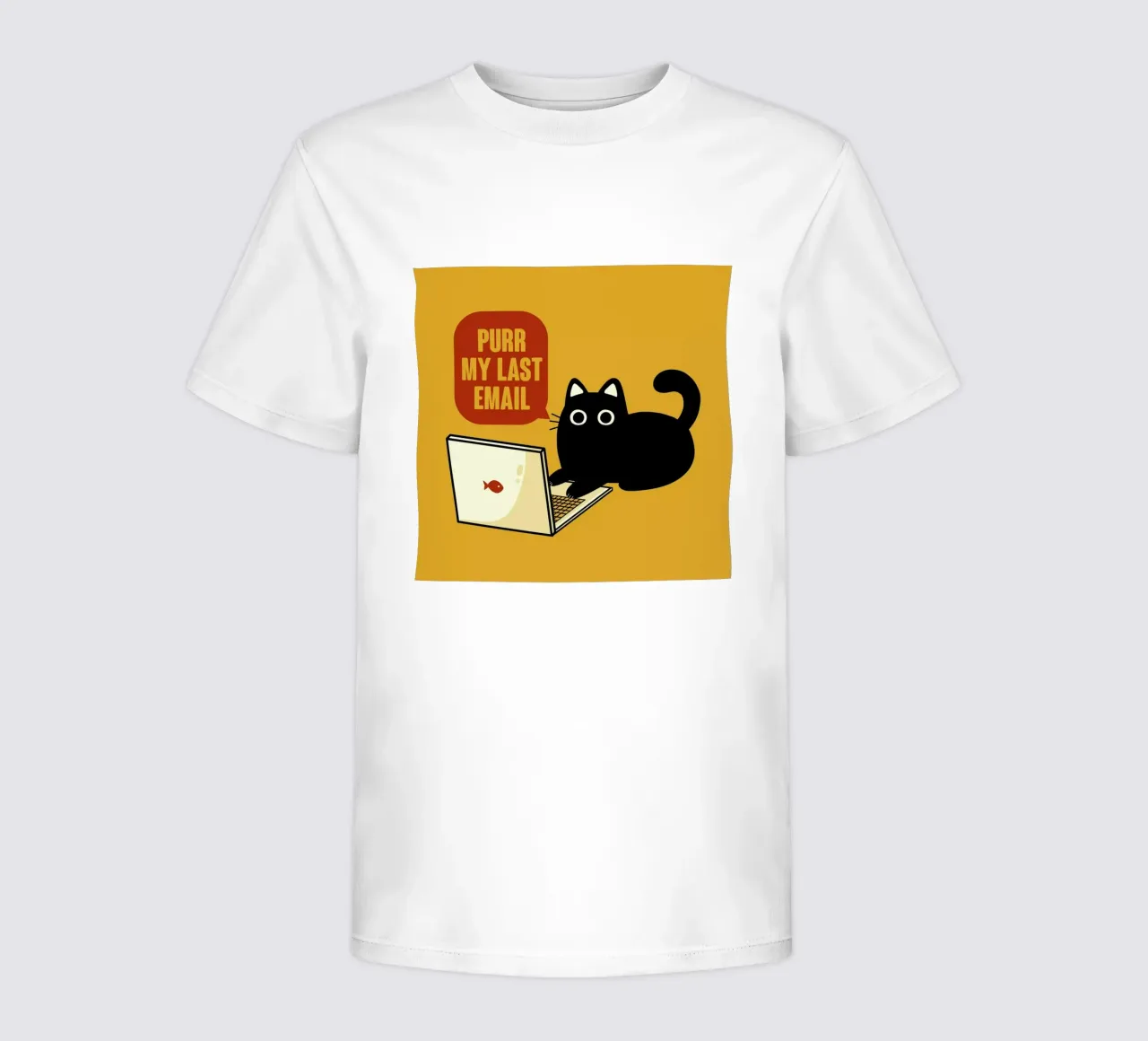 Purr My Last Email Black Cat kids t-shirt by Tobe Fonseca