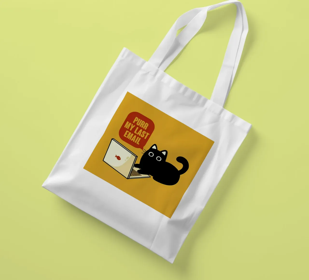 Purr My Last Email Black Cat borsa in juta da Tobe Fonseca