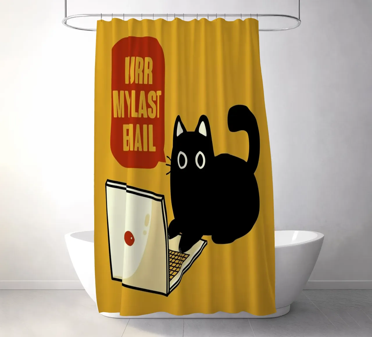 Purr My Last Email Black Cat tenda da doccia da Tobe Fonseca
