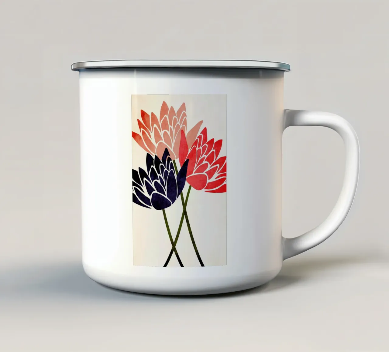 Three Blossoms tazza in smalto da Kubistika