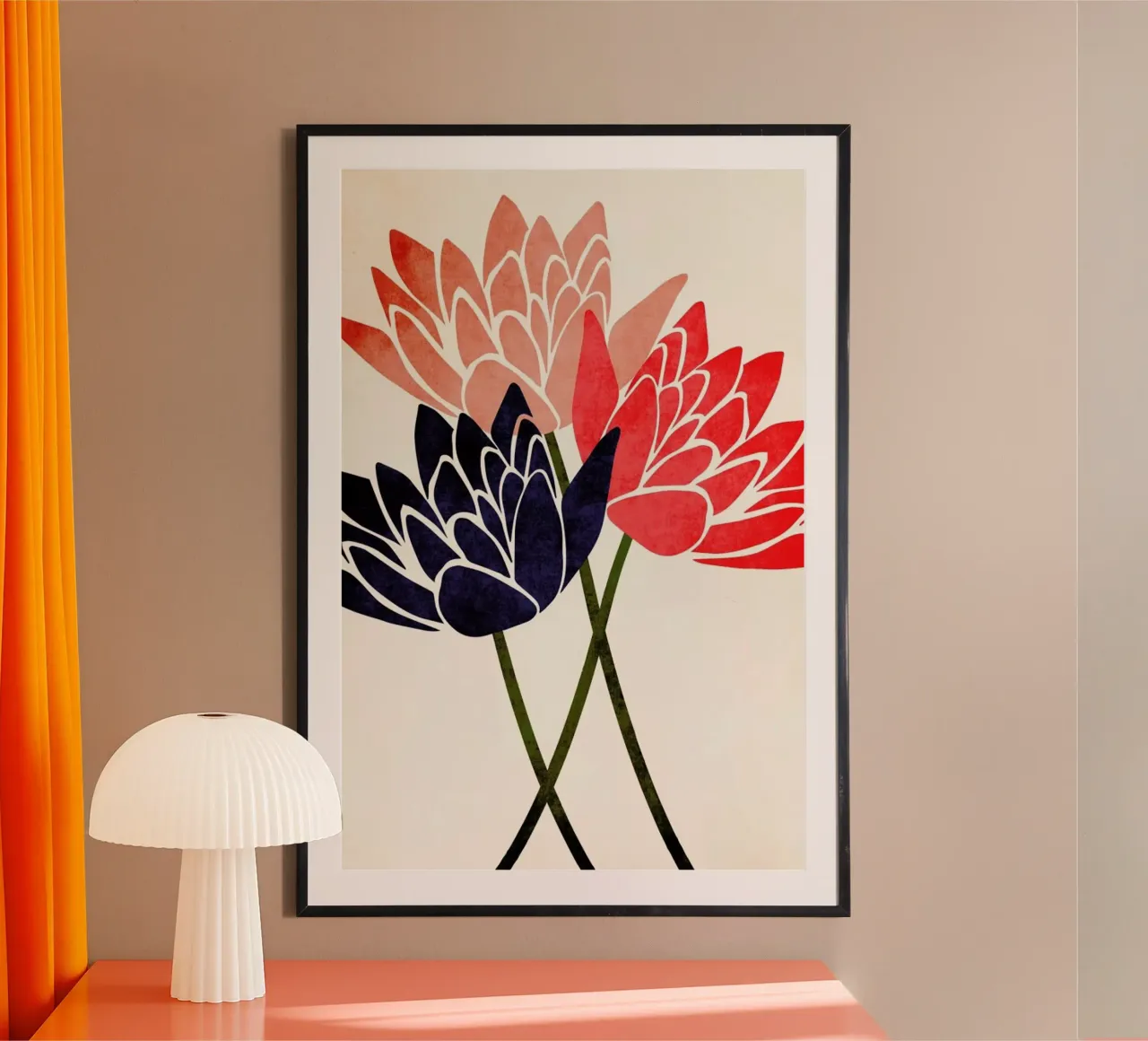 Three Blossoms poster con telaio in legno da Kubistika