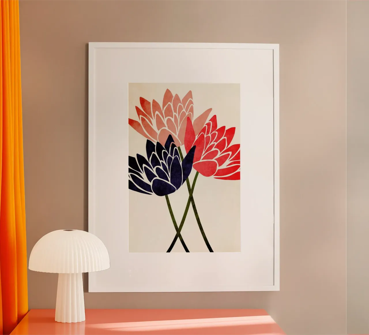 Three Blossoms poster con telaio in legno da Kubistika