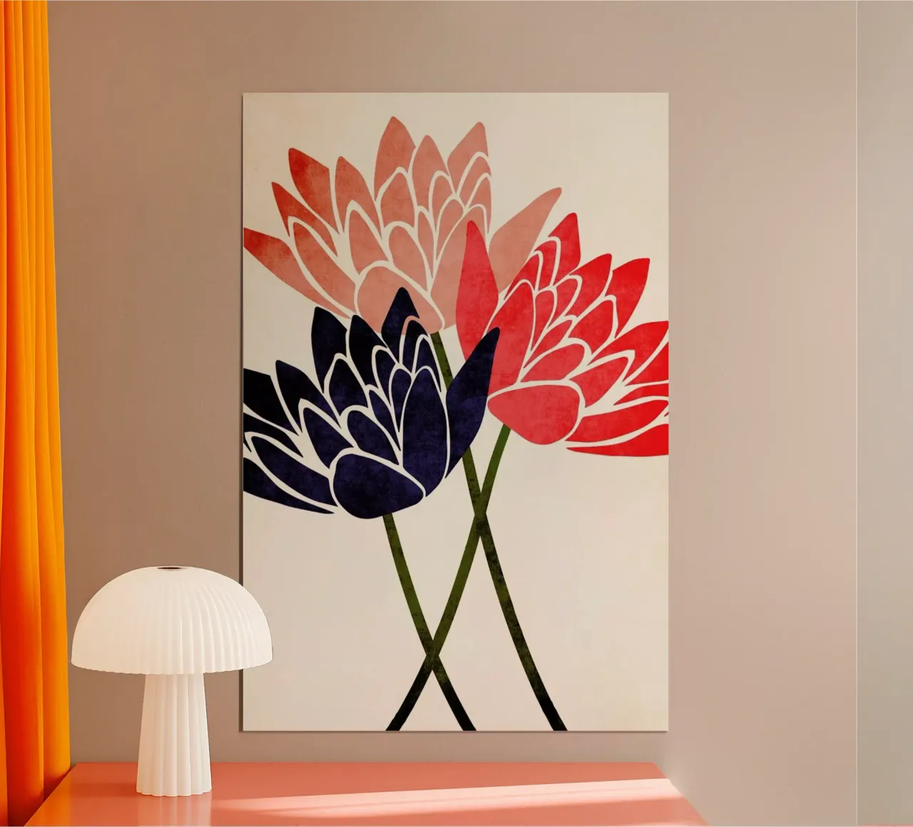 Three Blossoms poster con telaio in legno da Kubistika