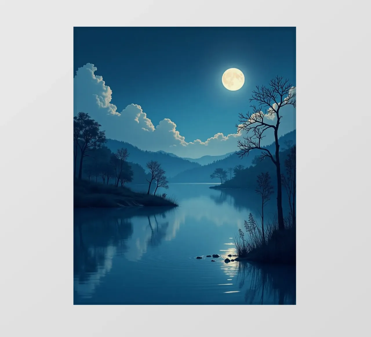 A Tranquil Night Landscape with a Luminous Full Moon Reflect photo wallpaper by Artistic-shop