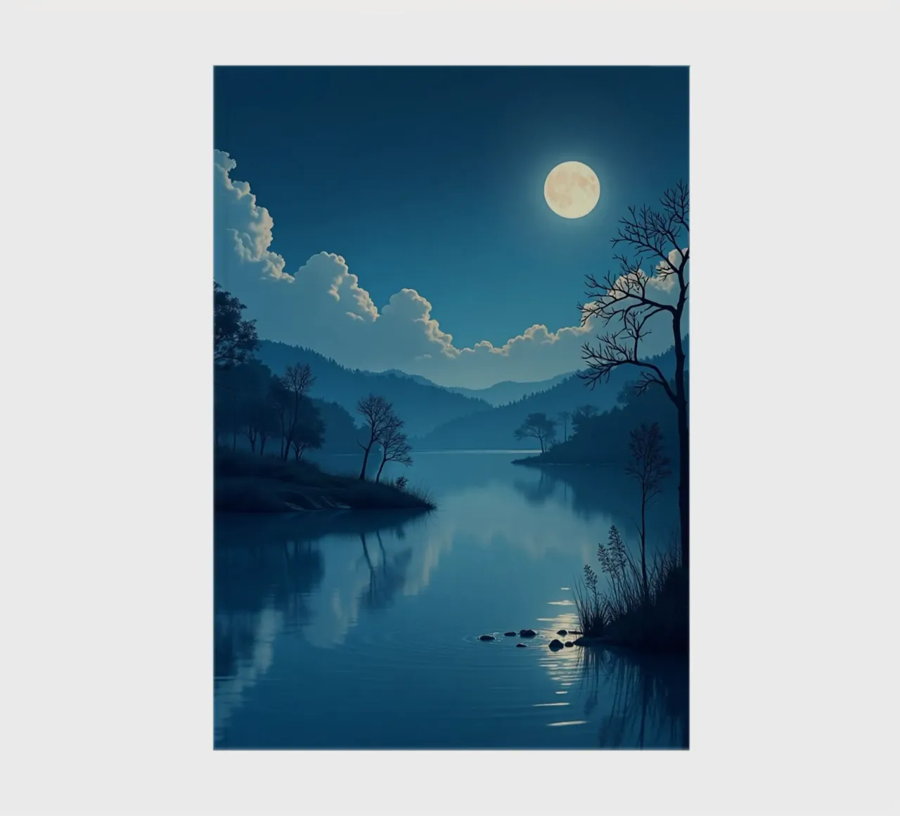 A Tranquil Night Landscape with a Luminous Full Moon Reflect notebook by Artistic-shop