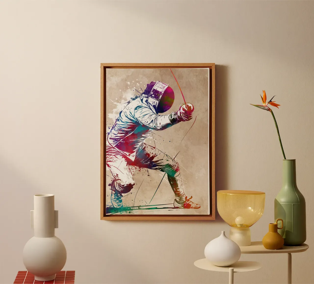 Schermersport kunst canvas met Baklijst van SPORT
