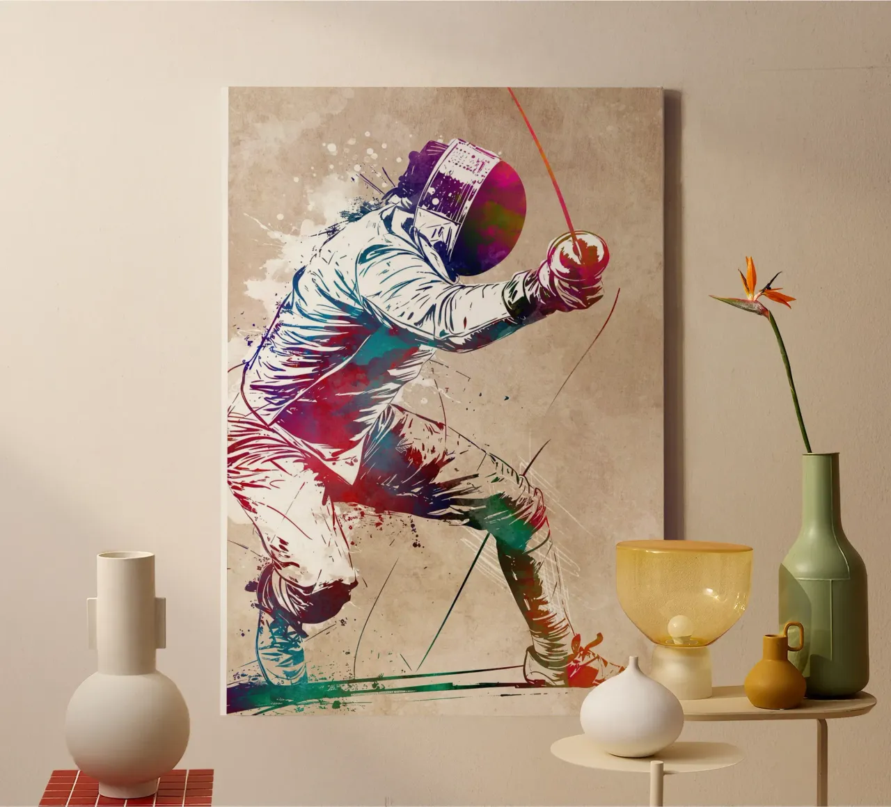 Schermersport kunst canvas met Baklijst van SPORT