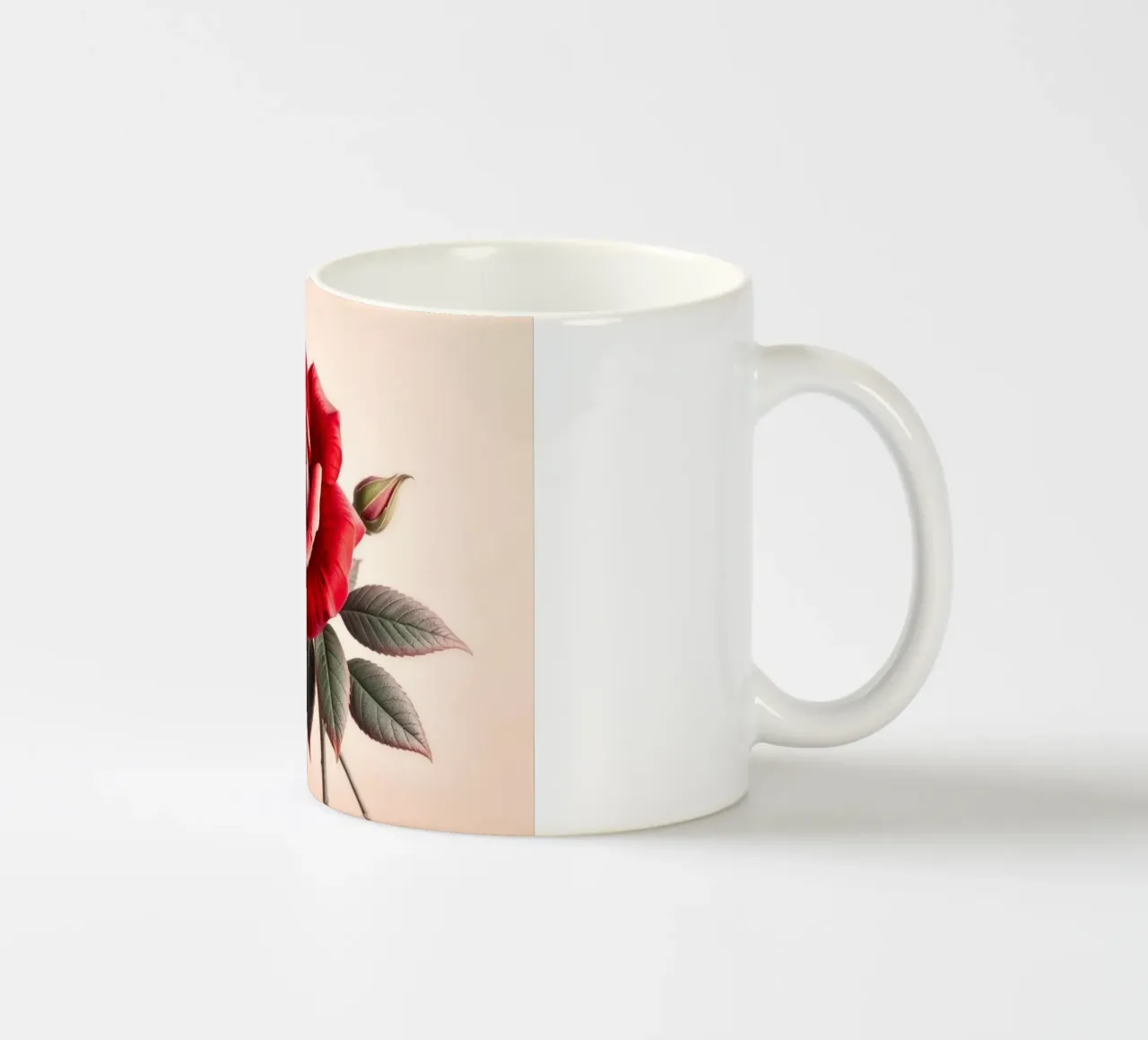 Un'accattivante rosa cremisi in piena fioritura con foglie verdeggianti tazza in ceramica da Artistic-shop