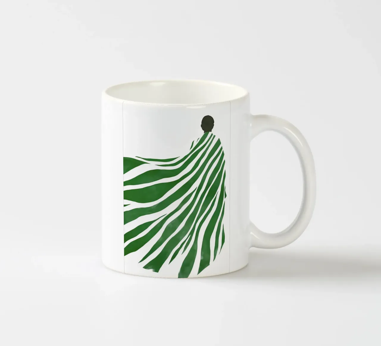 Abstracte illustratie vrouw, smaragdgroen moderne kunst keramische mok van ArtHaus