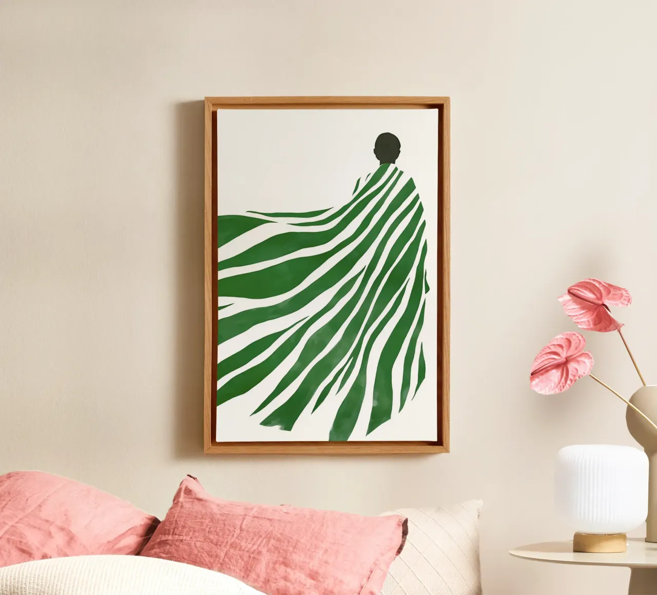 Abstracte illustratie vrouw, smaragdgroen moderne kunst canvas van ArtHaus