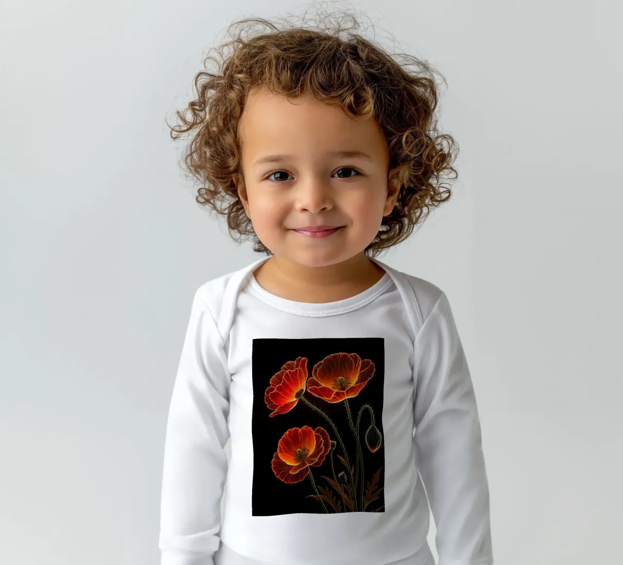 Un luminoso capolavoro botanico su Midnight Bloom body neonato maniche lunghe da Artistic-shop