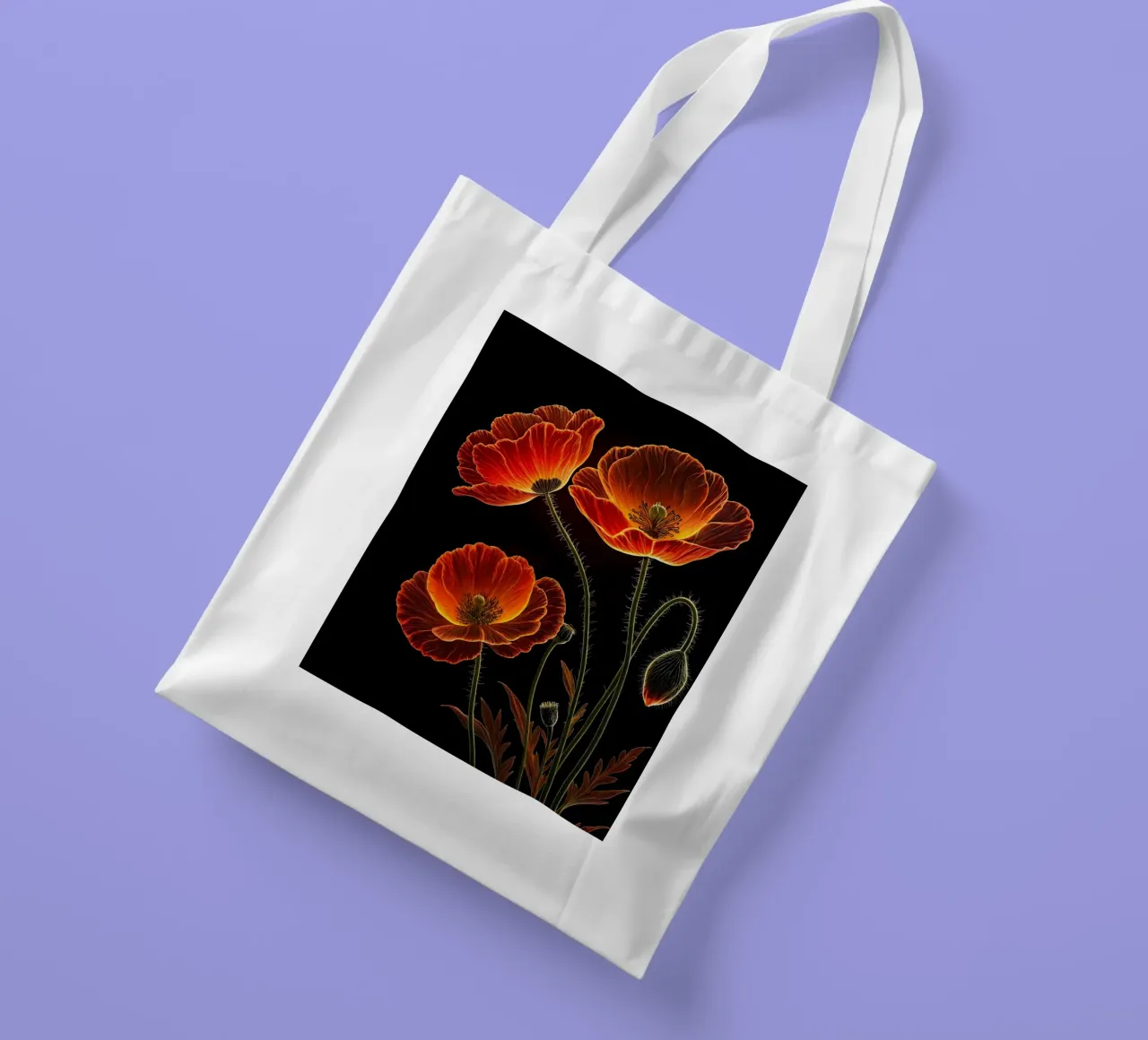 Un luminoso capolavoro botanico su Midnight Bloom borsa in juta da Artistic-shop