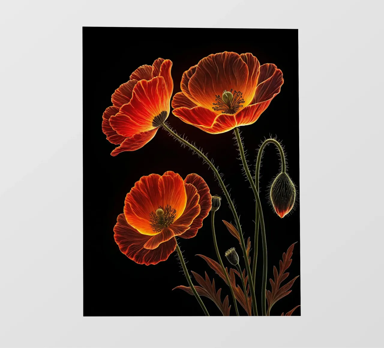 Un luminoso capolavoro botanico su Midnight Bloom telo in pvc da Artistic-shop