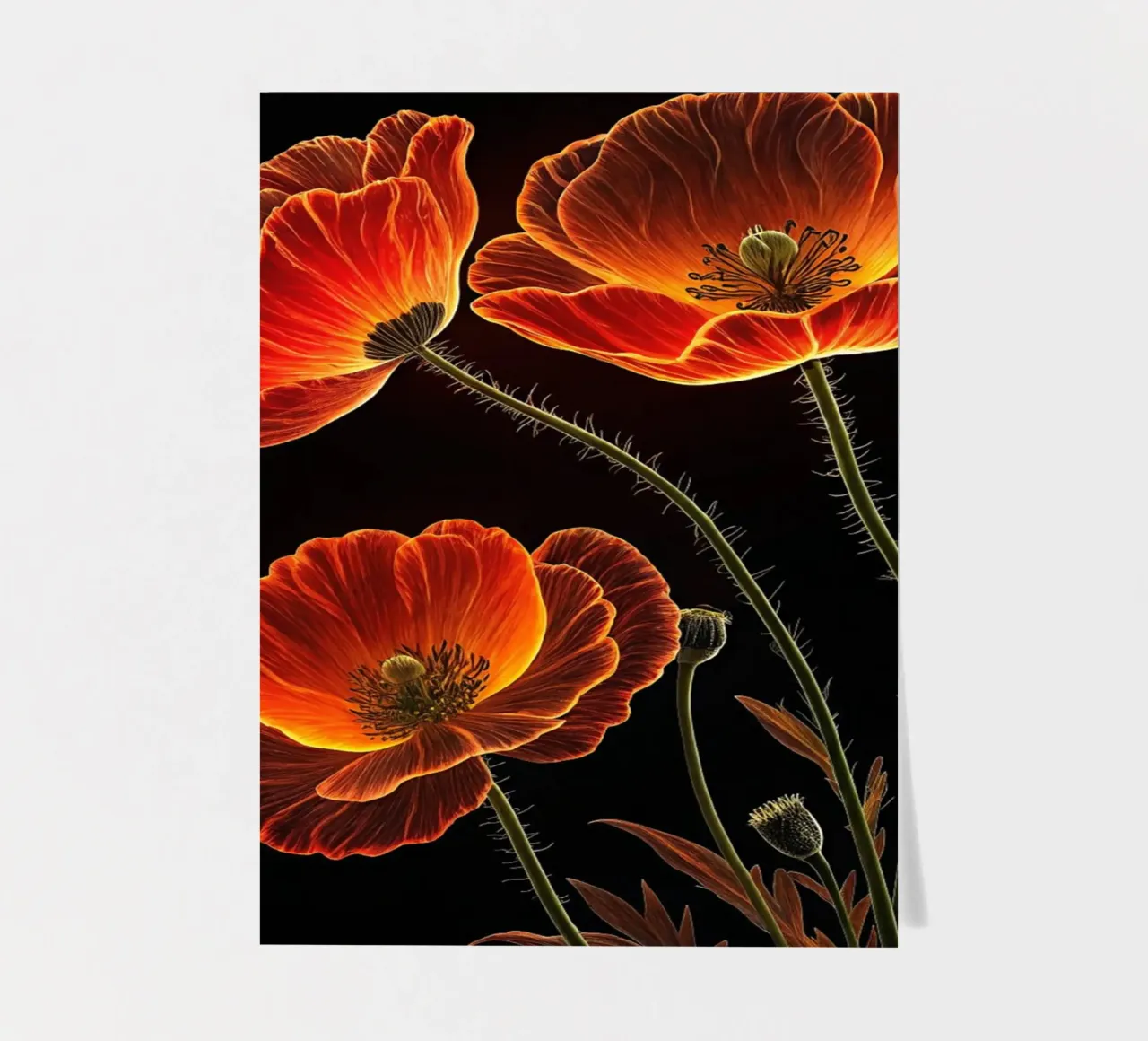 Un luminoso capolavoro botanico su Midnight Bloom foglio adesivo da Artistic-shop