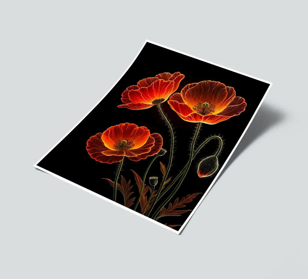 Un luminoso capolavoro botanico su Midnight Bloom foglio adesivo da Artistic-shop