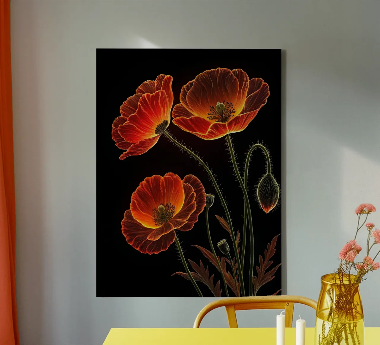 Un luminoso capolavoro botanico su Midnight Bloom tela da Artistic-shop