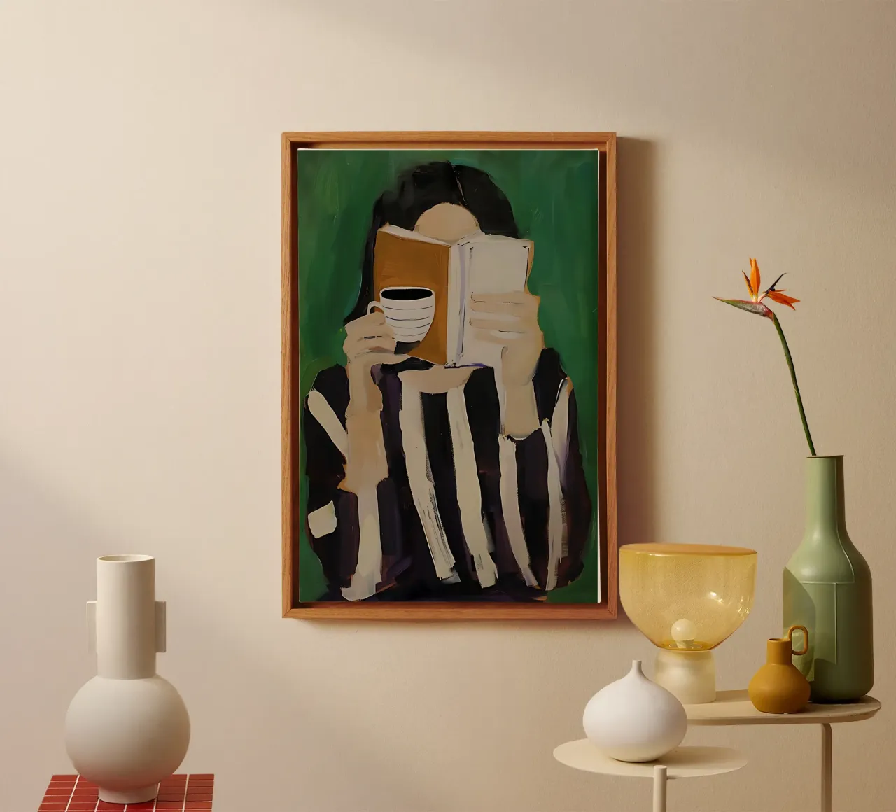 Abstrakte Frau Illustration, Smaragdgrün Moderne Kunst Leinwand von ArtHaus