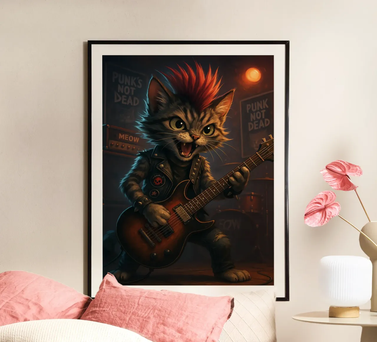 Mohawk-Punk-Katze schreddert Gitarre Hahnemühle von flufftee