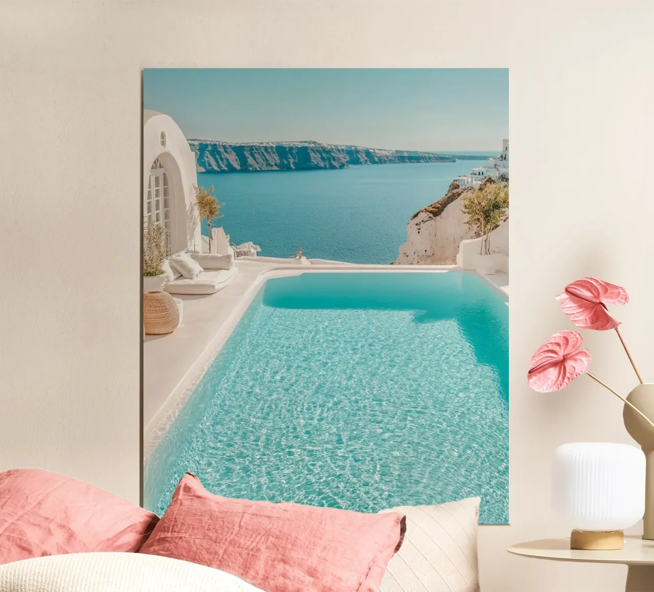 Vibrazioni di Santorini poster con telaio in plastica da PhotoVibe Decor